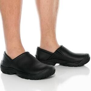 Keen Men's 7.5 Black Leather PTC Slip On II Shoes Workwear Casual Comfort LM5-9